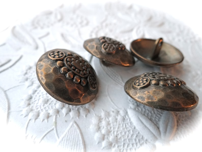 Brass Embossed Buttons 4 Costume Buttons Sewing Notions BT116 Etsy