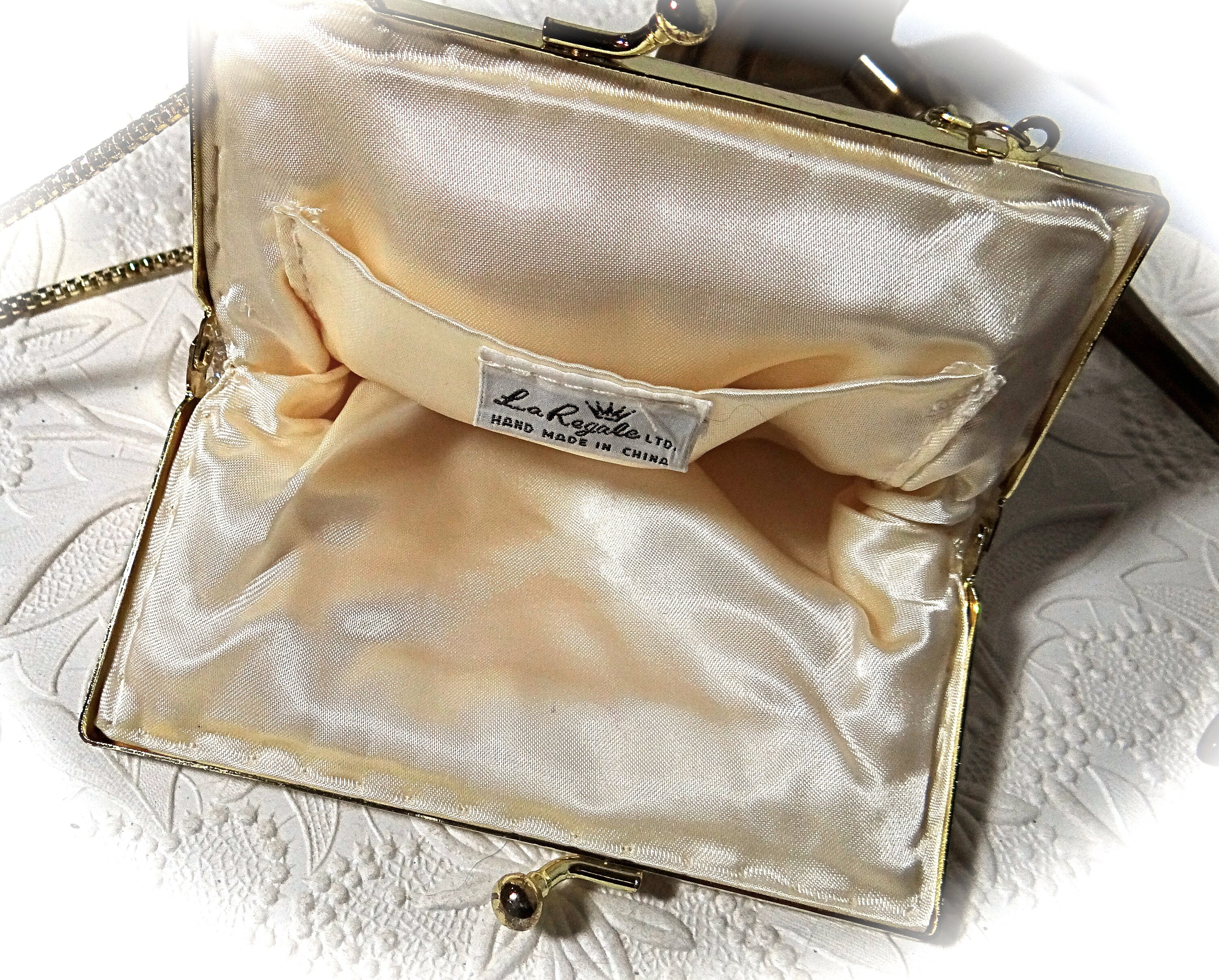 Ivory Beaded Evening Bag Vintage La Regale 1960's Handbag VH-148