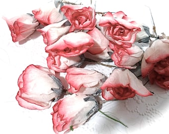 6 Fiber Rosebuds Artificial Flowers Trims Crafts Decor FL-115
