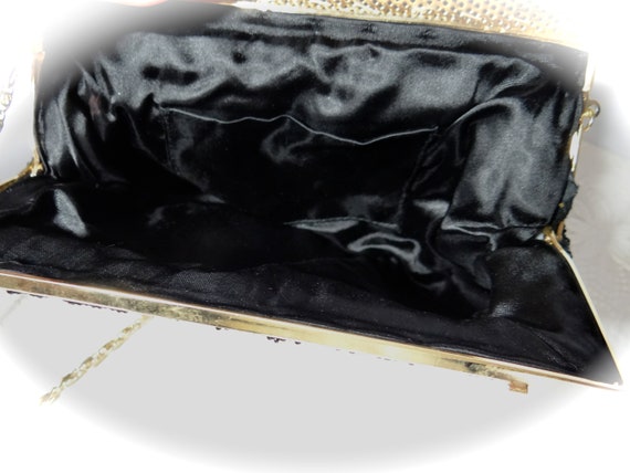 Black Beaded Evening Bag Vintage Handbags Clutch … - image 7