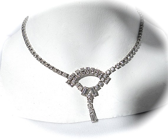 Rhinestone Choker Vintage Rhinestone Necklace Cos… - image 1