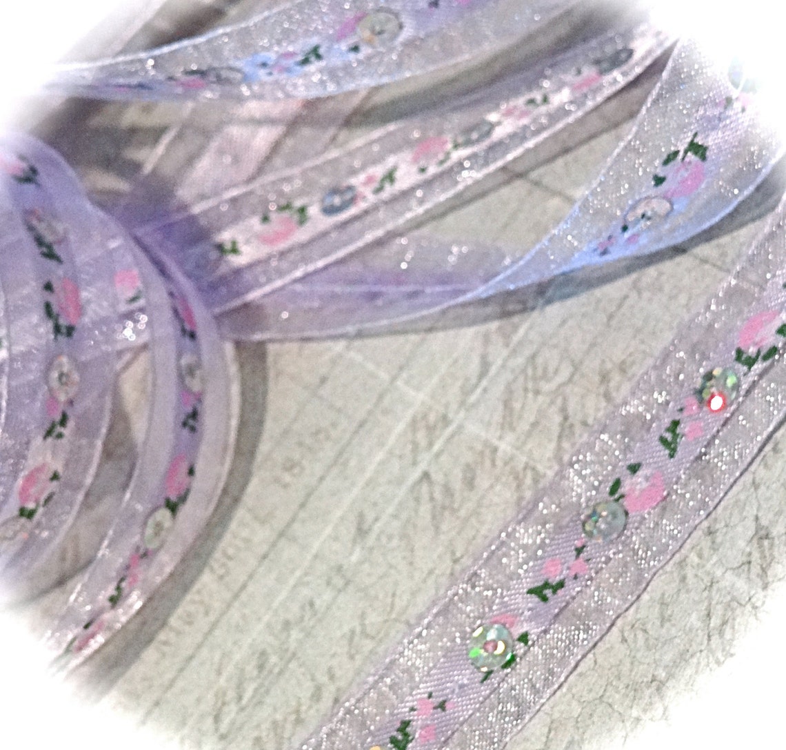 Organdy Ribbion 2 Yd Lavender Organdy Ribbon Sequined Trim Sewing Supplies T-178 - Etsy