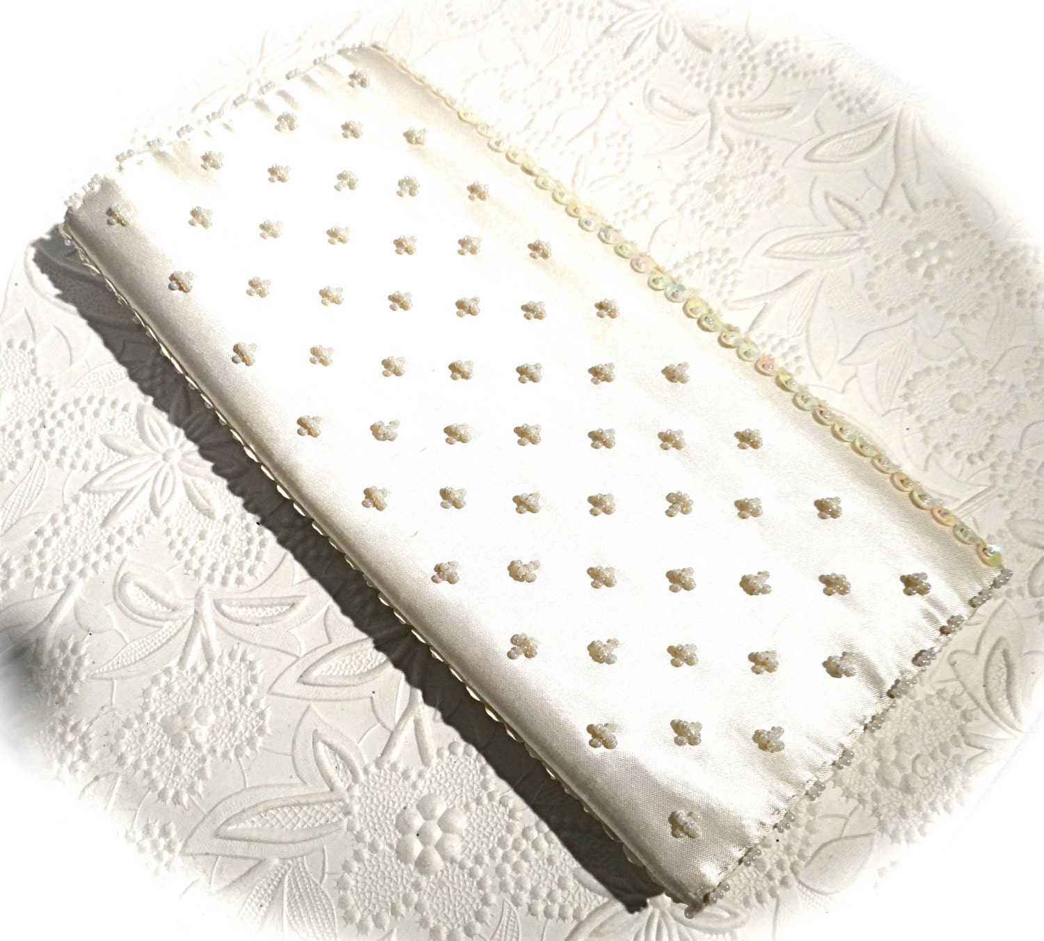 Pochette De Soirée Vintage Perles Turquoise Multicolore - Fermeture éclair, élégante, Sans étiquette