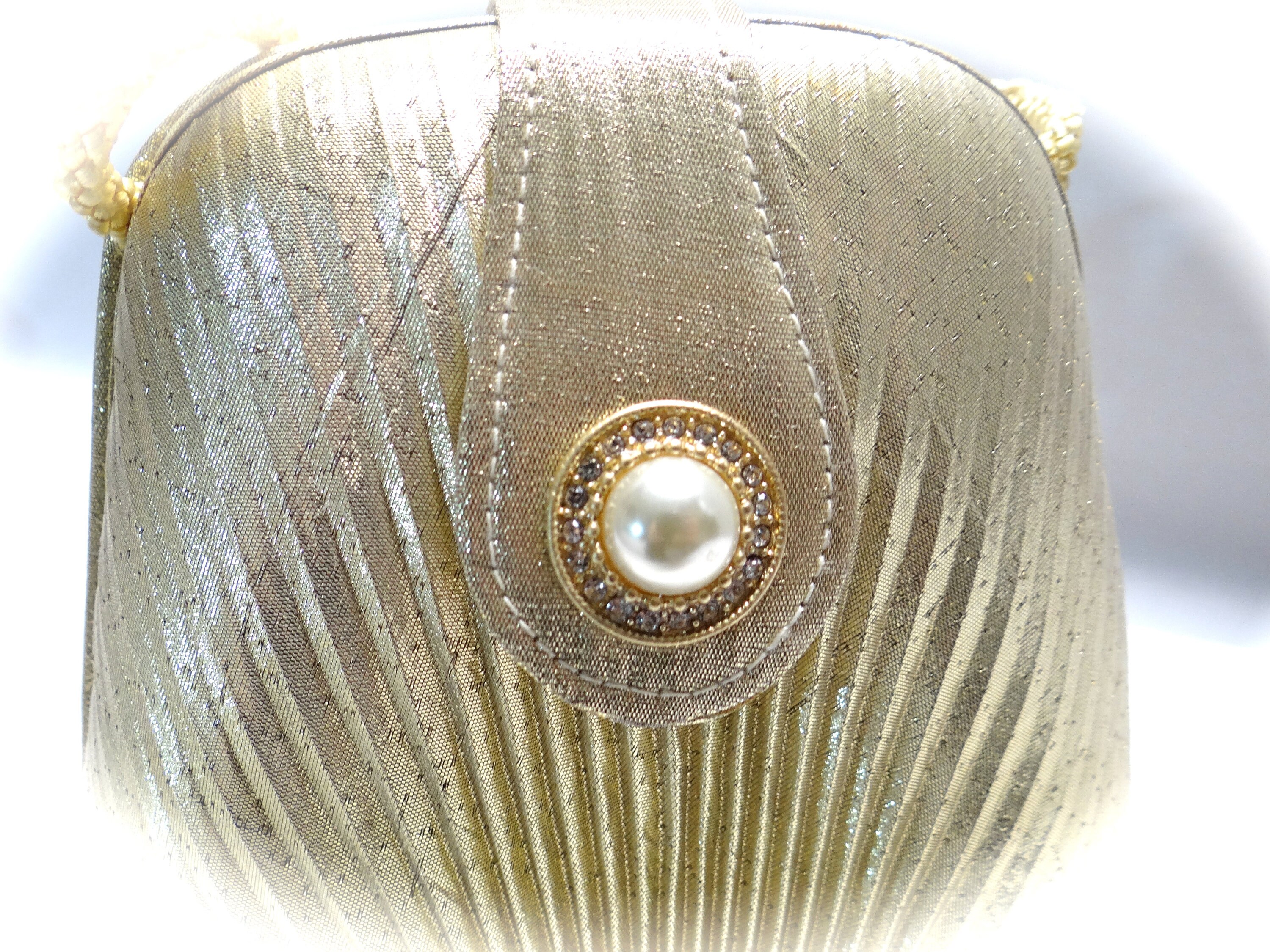 Sac Soirée Vintage Lilagid - Doré à Paillettes - Avec Miroir Et Bourse à Pièce - Occasion