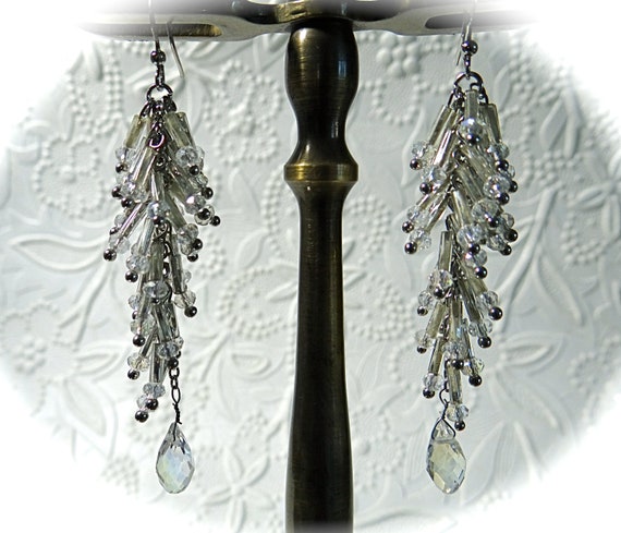 Crystal Drop Earrings Vintage Earrings VA-154 - image 1