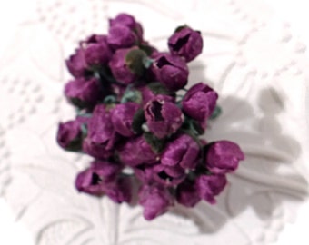 Vintage Purple Miniature Satin Rosebuds Floral Supplies FL-107