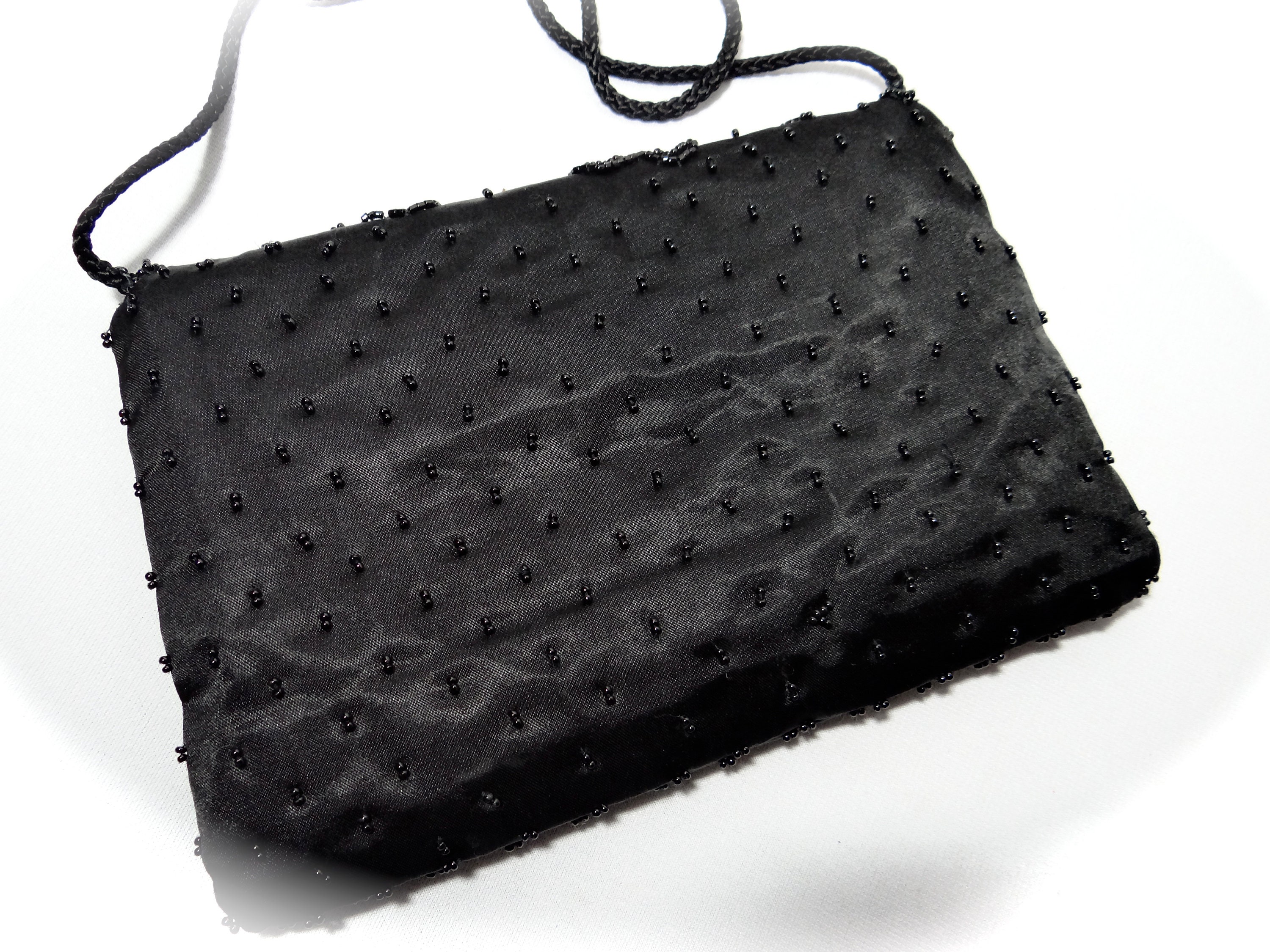 La Regale Black Beaded Purse Vintage Evening Bags VH-121 