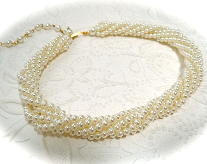 Vintage Pearl Choker Multi Strand Pearl Necklace Bridal Etsy
