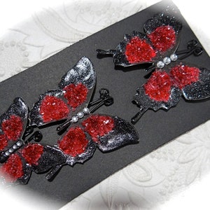 Paper Glittered Butterflies Red & Black Butterfies Paper Crafts Craft Supplies FL-149