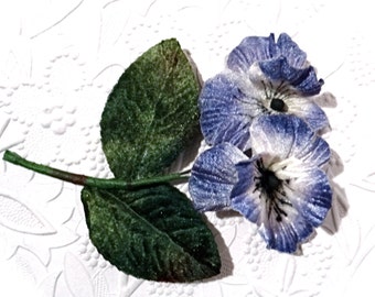 Vintage Velvet Pansy Stem Millinery Supplies Floral Supply FL-150