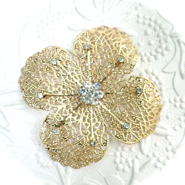 Gold Filigree Embellishment Costume Trim Jewelry Parts SE-107