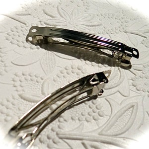 2 Silver Barrettes Craft Supplies Hairpieces BT-145