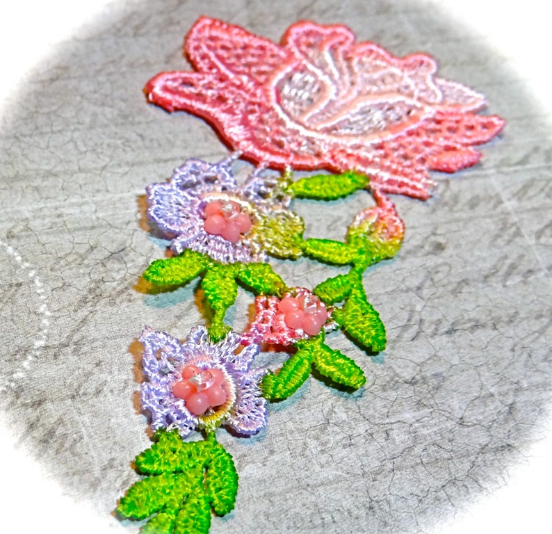 Rose Lace Applique Hand Dyed Venice Lace AP141 Etsy