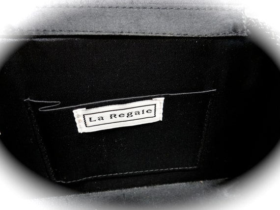 Vintage Black Satin Evening Bag La Regale Handbag… - image 7