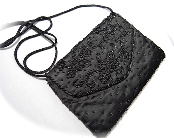 La Regale Black Beaded Purse Vintage Evening Bags VH-121 