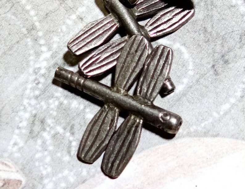 Silver Dragonfly Bead 999 Fine Mexican Vintage Jewelry Supplies Tribal RB-133 image 2