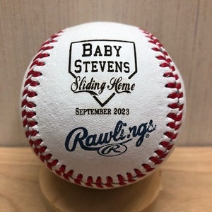 Baby Birth Announcement Sliding Home Personalized Engraved Baseball Baby Gift