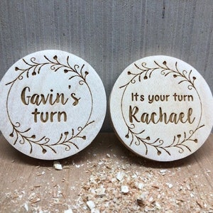 Decision Flip Coin, Wooden Coin, Decision Coin, Flip Coin, It&#39;s Your Turn Coin