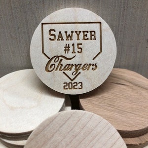 Baseball Player Wooden Coin, Keepsake Baseball Wooden Coin, Baseball Pocket Coin