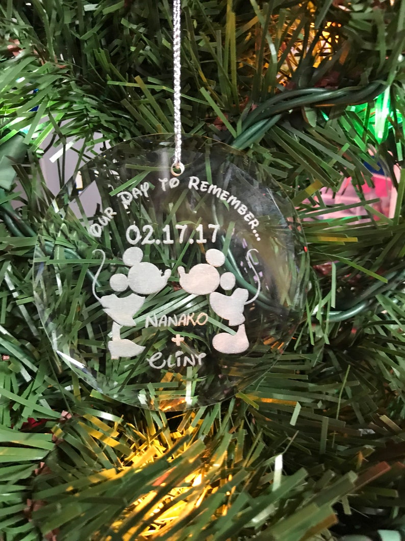 Our Day To Remember First Names Christmas Wedding Ornament image 2