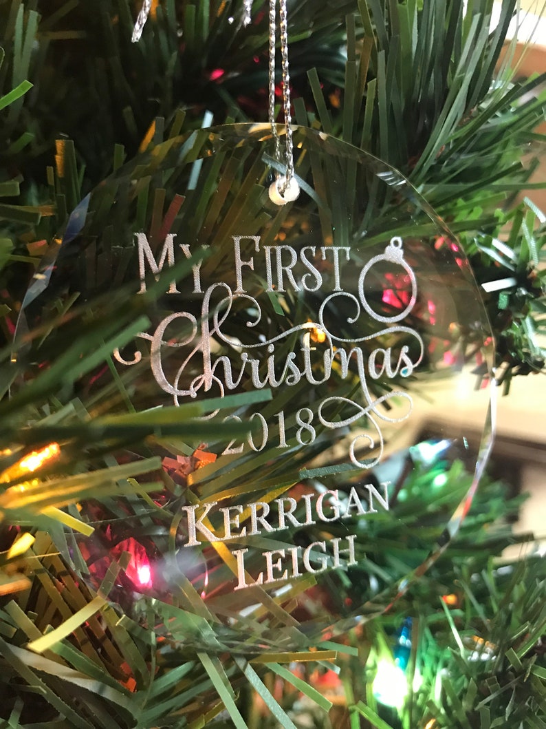 Personalized Babys My First Christmas Crystal Ornament Etsy