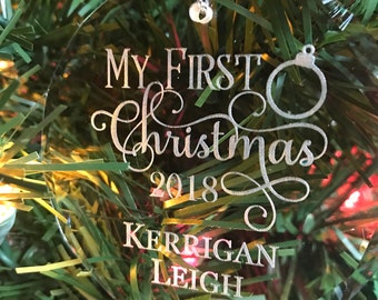 Ornamento di cristallo personalizzato per il mio primo Natale
