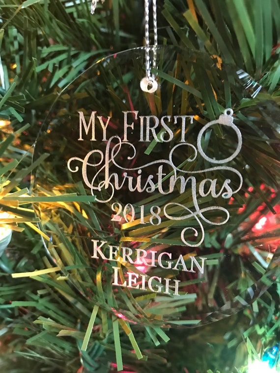 Personalized Babys My First Christmas Crystal Ornament
