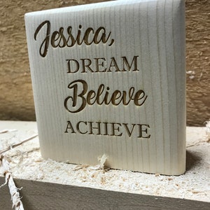 Dream Believe Achieve Personalized Wood Desk Sign Shelf Sign Display Block Children Grandparents Parents image 5