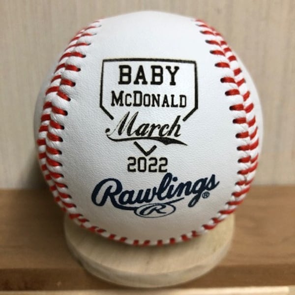 Baby Birth Coming Announcement Engraved Baseball