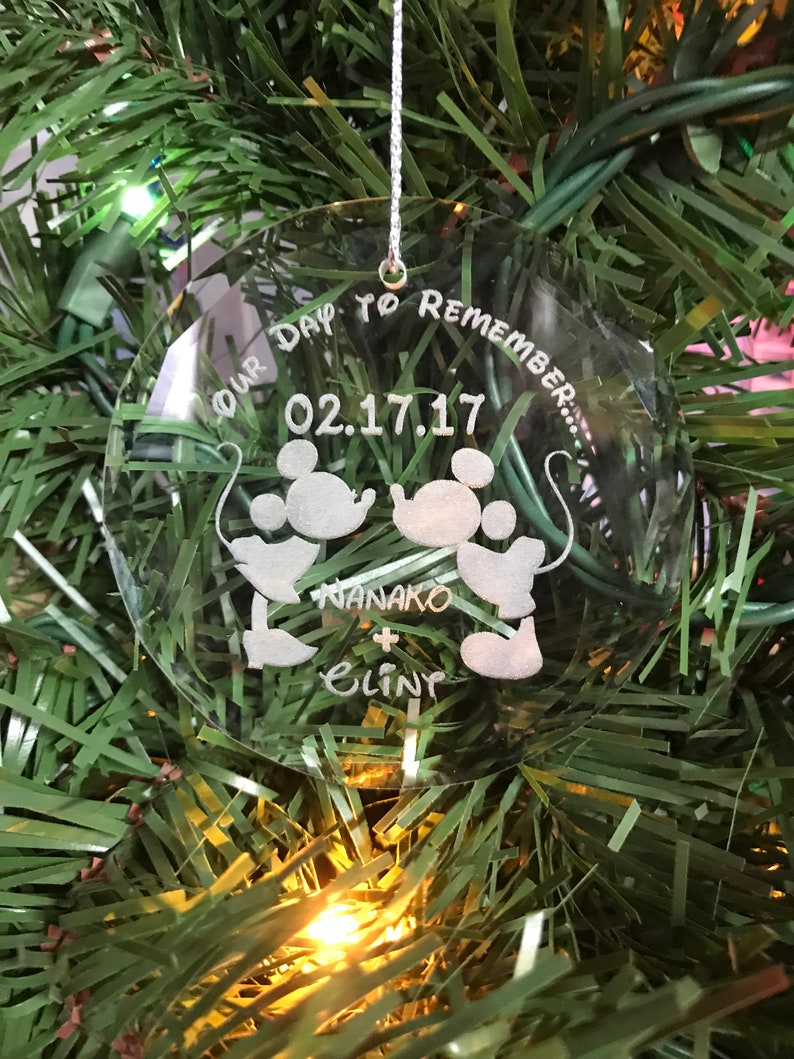 Our Day To Remember First Names Christmas Wedding Ornament image 1