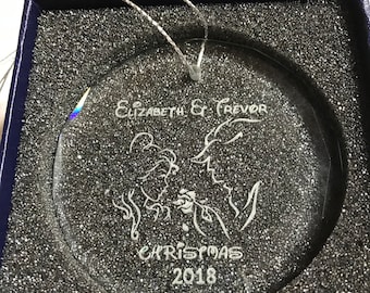 Crystal Beauty and The Beast Personalized First Name Christmas Wedding Ornament