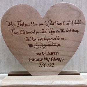 Personalized Wood Valentine&#39;s Heart Desk Sign Shelf Sign Romantic Sign Love Sign