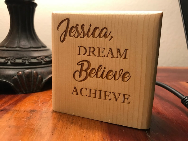 Dream Believe Achieve Personalized Wood Desk Sign Shelf Sign Display Block Children Grandparents Parents image 7