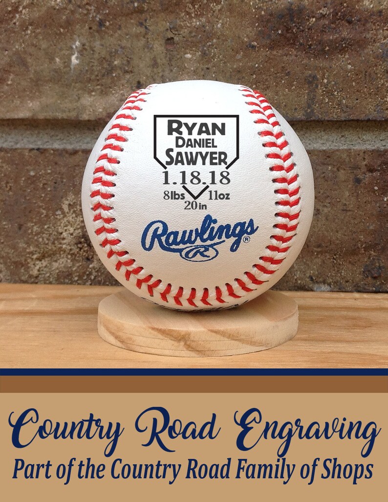 Baby Birth Announcement Engraved Baseball Etsy
