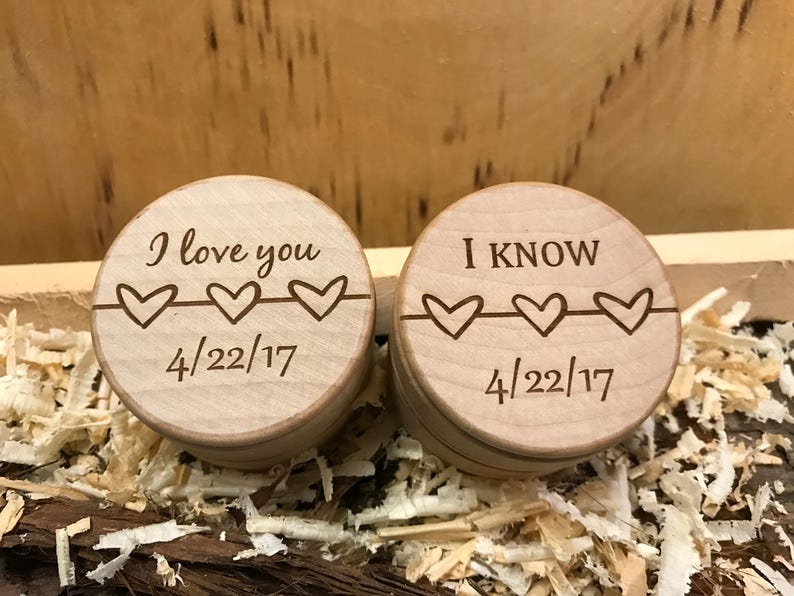 Laser Engraved Star Wars I Love You I Know With Hearts And Date Natural Finish Ring Bearer Box