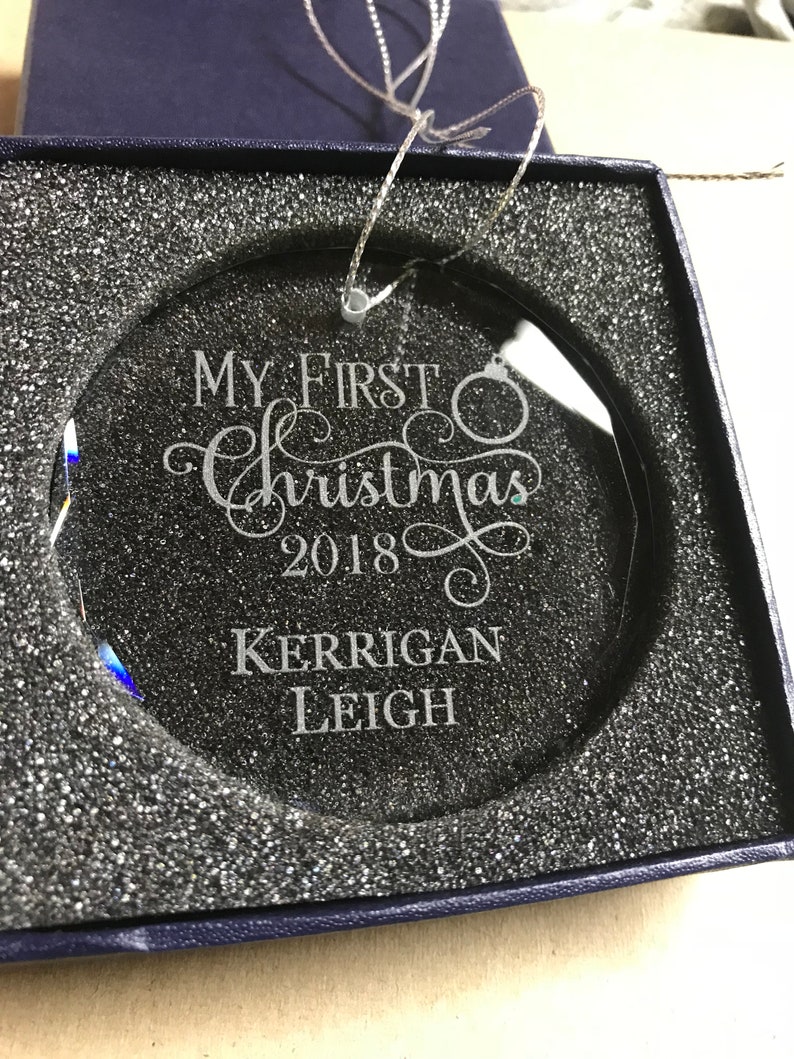 Personalized Babys My First Christmas Crystal Ornament Etsy
