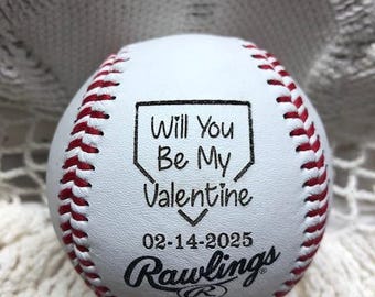 Valentine Couple "Will You Be Mine" Engraved Baseball