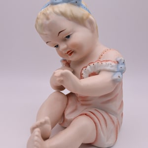 Hand Painted Andrea Sadek Bisque Piano Baby Figurine Made in Japan