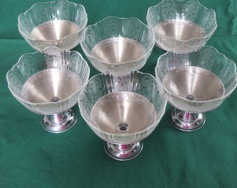 Ensemble de 6 Sherbet / Dessert Plats vintage MacBeth-Evans American Sweet Heart