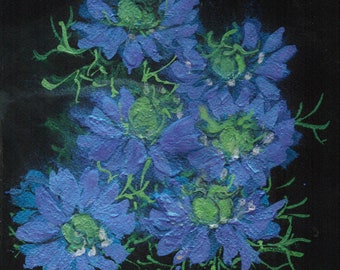 ニゲラの花のオリジナル水彩画：植物イラスト - Etsy 日本