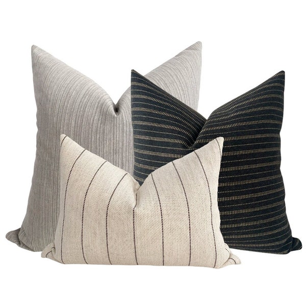 Tres Hermosa Set | Decorative Pillow Set, Boho Style Pillow Set, Designer Pillow Cover, Gray Pillow set, Minimal Style Pillow,  HACKNER HOME
