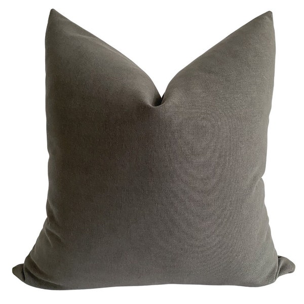Peppercorn Gray Pillow Cover, Gray Pillow Cover, Solid Pillow Cover, Solid Gray Pillow Cover, HACKNER HOME