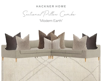Sectional Pillow Combo &#39;Modern Earth&#39;, Pillow Covers, Pillow Set for Sectional Sofa, Sofa Pillow Combo, Pillow Set Grouping, HACKNER HOME