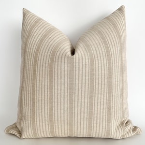 Chai Stripe Brown Pillow Cover, Striped Pillow Cover, Tan Pillow Cover, Designer Pillow Cover, HACKNER HOME