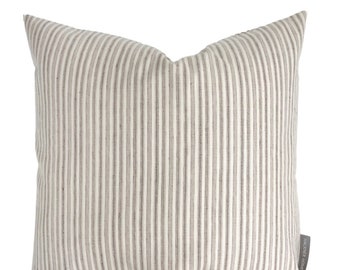 Linen Stripes Coffee, Striped Pillow Cover, Decorative Pillow Cover, Taupe Color Pillow, Designer Pillows, Neutral Pillow, HACKNER HOME Home