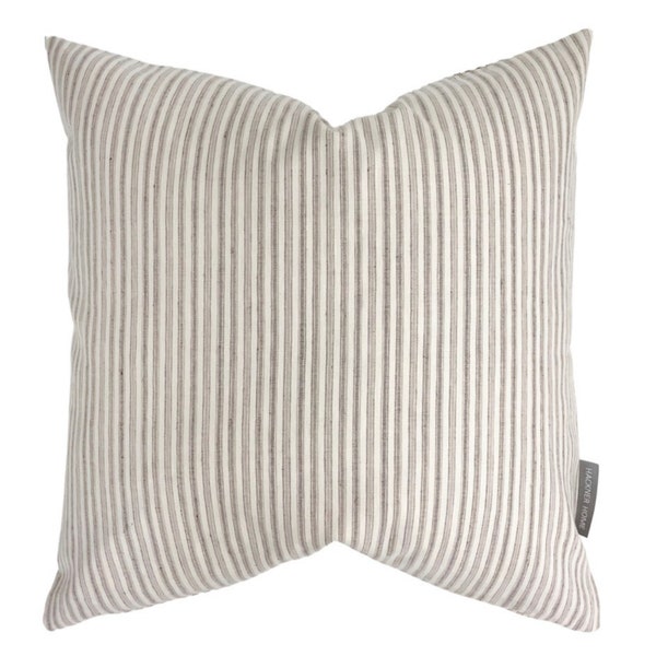 Linen Stripes Coffee, Striped Pillow Cover, Decorative Pillow Cover, Taupe Color Pillow, Designer Pillows, Neutral Pillow, HACKNER HOME Home