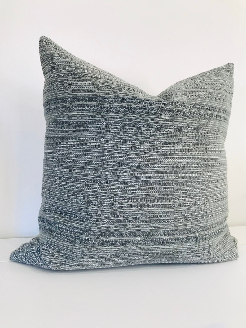 Boho Blue Pillow Cover Textured Stripe Pillow Cover 20x20 Etsy