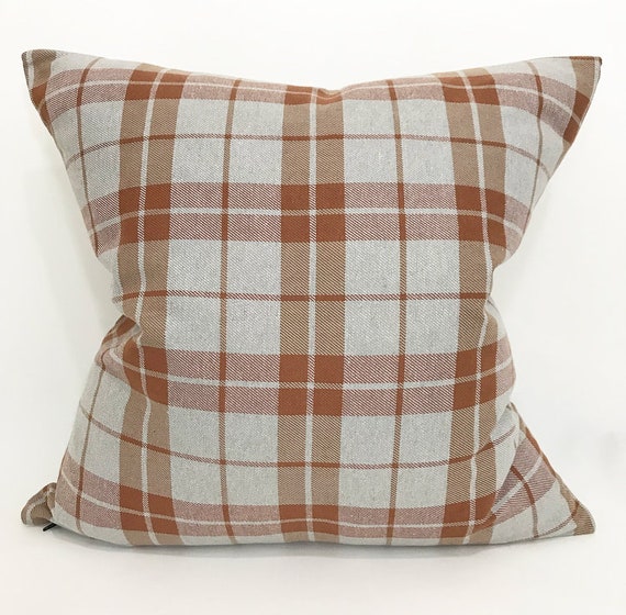 Gray & Rust Plaid Pillow Cover Plaid Gray & Rust Plaid Pillow Cover Plaid
