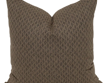 Talus Weave Pillow Cover, Taupe Woven Diamond Cushion Cover, Performance Fabric, HACKNER HOME