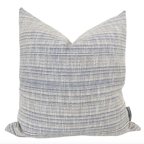 Blue Textured Linen Blue Pillow Cover Textured Pillow Etsy